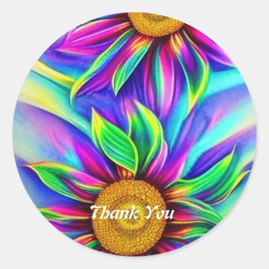 Fleurs Belle couleur Sticker rond classique (Devant)
