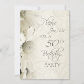Fleurs blanches 50e anniversaire Invitations (Devant)