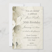 Fleurs blanches 50e anniversaire Invitations (Dos)