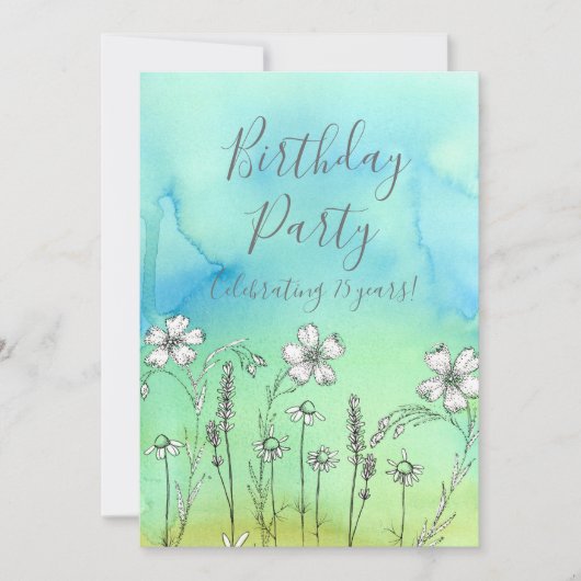 Fleurs blanches 75e anniversaire Invitation (Devant)