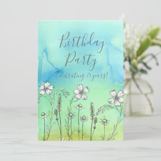 Fleurs blanches 75e anniversaire Invitation (Debout devant)