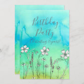 Fleurs blanches 75e anniversaire Invitation (Devant / Derrière)