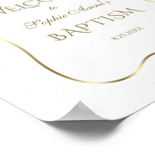 Fleurs blanches Affiche de bienvenue Baptême de ca (Coin)