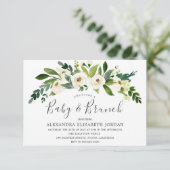 Fleurs blanches Blooming Baby & Brunch Invitation (Debout devant)