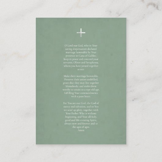 Fleurs blanches Champ Carte de prière Mariage orth (Dos)