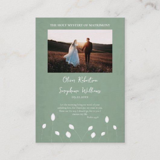 Fleurs blanches Champ Carte de prière Mariage orth (Devant)