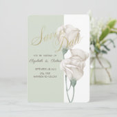 Fleurs blanches chic roses chic save the date (Debout devant)
