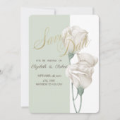 Fleurs blanches chic roses chic save the date (Devant)