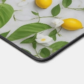Fleurs blanches Citrons Vert Feuille Motif sur bla (Coin)
