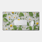 Fleurs blanches Citrons Vert Feuille Motif sur bla (Clavier et souris)