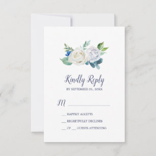 Fleurs blanches classiques Carte RSVP simple