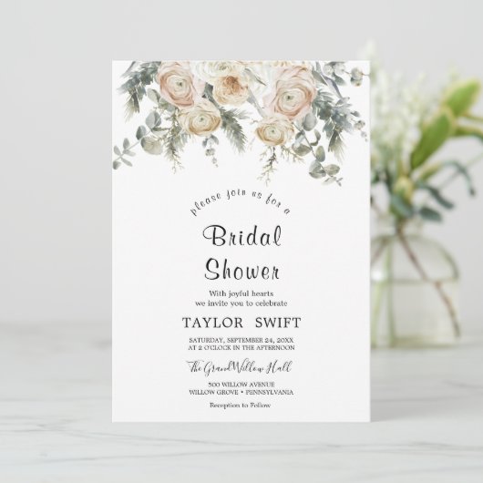 Fleurs blanches classiques Invitation à la douche (Debout devant)