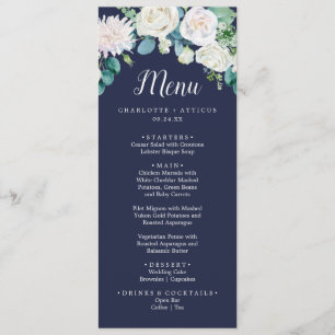 Fleurs blanches classiques   Menu du dîner Mariage