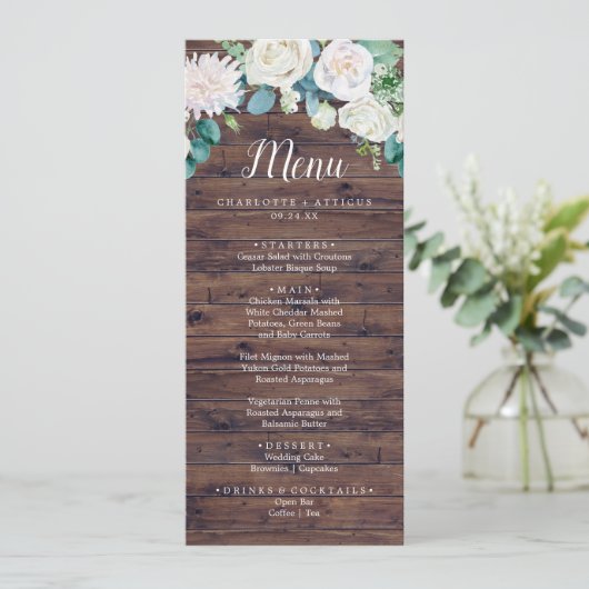 Fleurs blanches classiques | Menu Rustique Mariage (Debout devant)