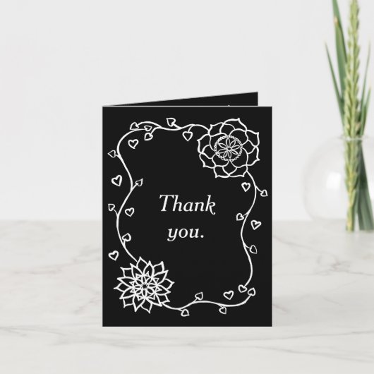 Fleurs blanches Coeurs Black Merci Cartes (Devant)