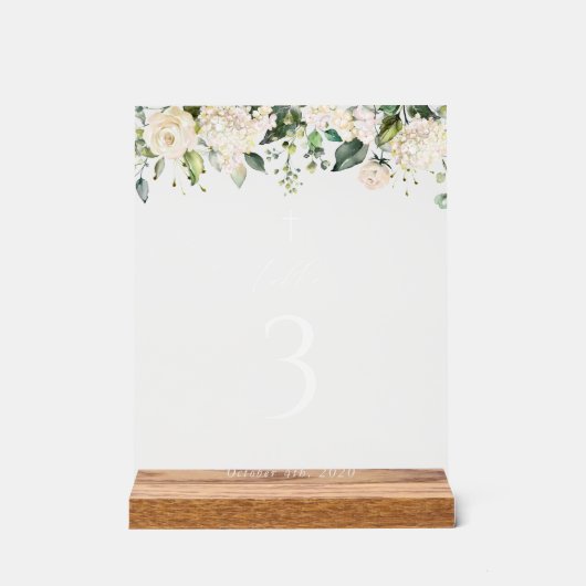 Fleurs blanches crème, Boho, Numéros de table de b (Recto)