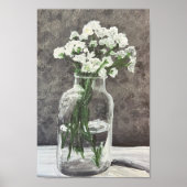 Fleurs blanches dans un poster de vase transparent (Devant)