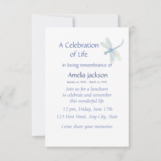 Fleurs blanches de libellules Invitations du servi (Dos)