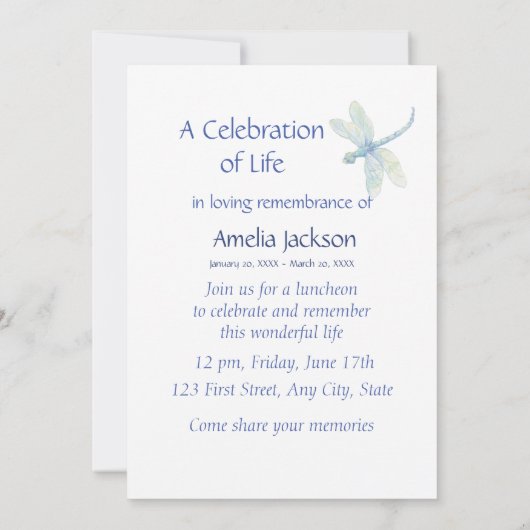 Fleurs blanches de libellules Invitations du servi (Dos)