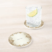 Fleurs blanches Dessous de verre de grès doré déco (Côté)