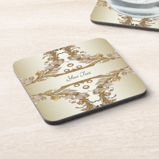 Fleurs blanches Dessous de verre en plastique dur  (Côté gauche)