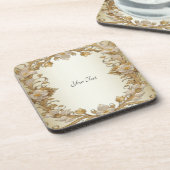 Fleurs blanches Dessous de verre en plastique dur  (Côté gauche)