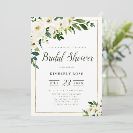 Fleurs blanches d'été invitation à la douche nupti (Debout devant)