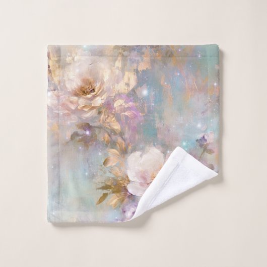 Fleurs blanches d'or féminin (Gant de toilette)