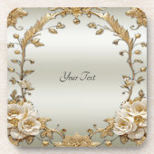 Fleurs blanches dorées Dessous de verre en plastiq (Devant)