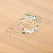 Fleurs blanches douces et invitation de mariage à (Poser)