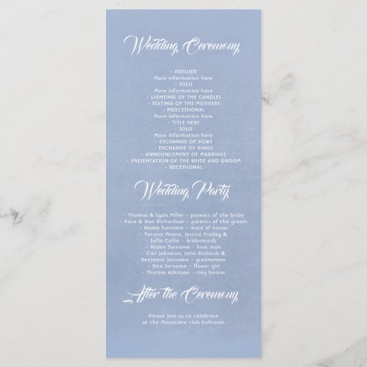 Fleurs blanches Dusty Bleu Élégant Programmes de m (Dos)