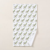 Fleurs blanches élégantes sur fond blanc (Serviette à main)