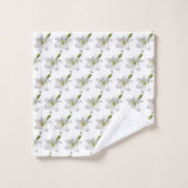 Fleurs blanches élégantes sur fond blanc (Gant de toilette)