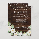 Fleurs blanches en bois Mariage carte de remerciem (Devant / Derrière)
