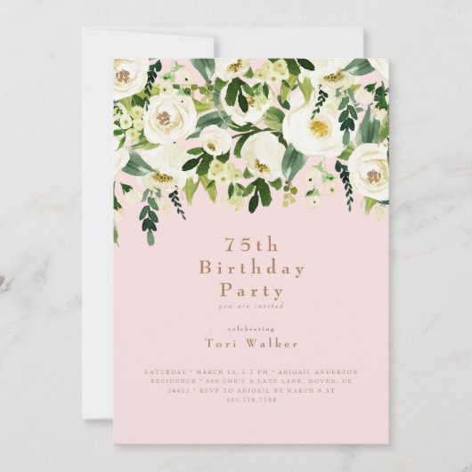 Fleurs Blanches en Cascade Invitation pour les 75 (Devant)