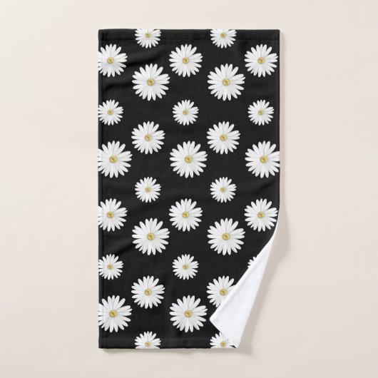 Fleurs blanches en noir (Serviette à main)