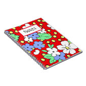 Fleurs blanches et bleues sur carnet en spirale ro (Côté Droit)