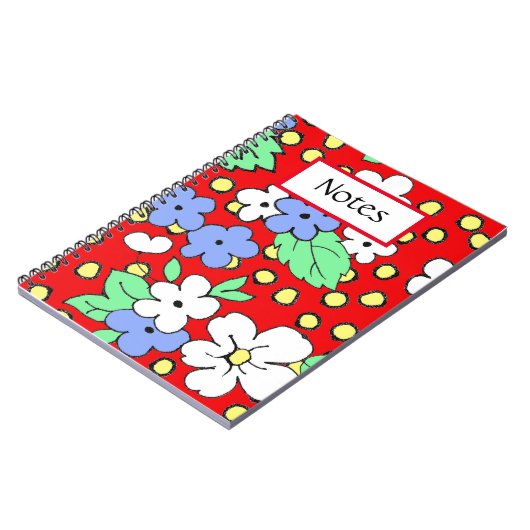 Fleurs blanches et bleues sur carnet en spirale ro (Côté gauche)