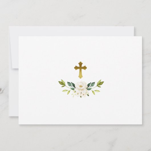 Fleurs blanches et Carte de remerciements de Baptê (Dos)
