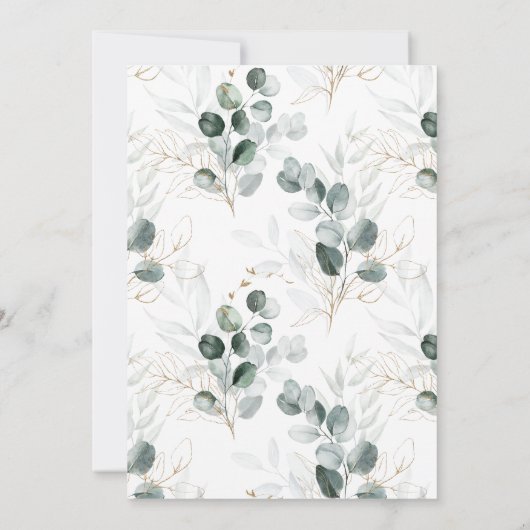 Fleurs blanches et Faire-part de mariage d'eucalyp (Dos)