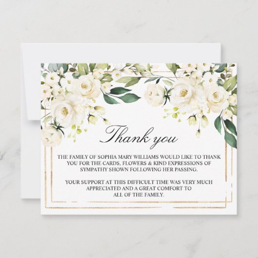Fleurs blanches et funérailles d'or Merci note (Devant)