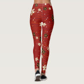 fleurs blanches et noires leggings rouges (Dos)