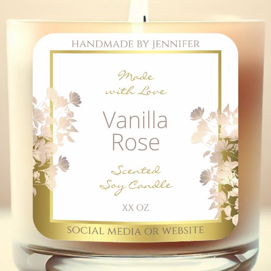 Fleurs blanches et or Étiquettes d'emballage de pr