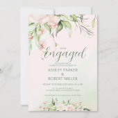 Fleurs blanches et roses fiançailles Invitation (Devant)