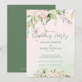 Fleurs blanches et roses Invitation de mariage (Devant / Derrière)