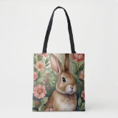 Fleurs blanches et Sac fourre-tout Bunny Dreams (Devant)