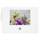 Fleurs blanches et violettes sur dentelle ancienne (Dos Horizontal)