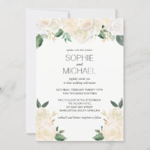 Fleurs blanches faire-part de mariage