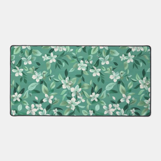 Fleurs blanches fantaisistes sur Turquoise (Recto)