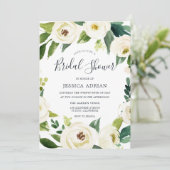 Fleurs blanches Fête des mariées verte Invitation (Debout devant)